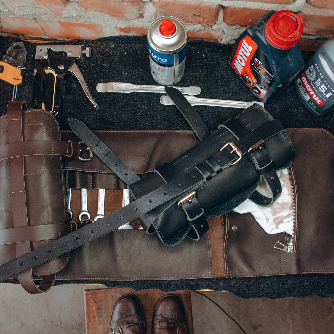 RIDL Custom Leather Motorcycle Tool Organizer