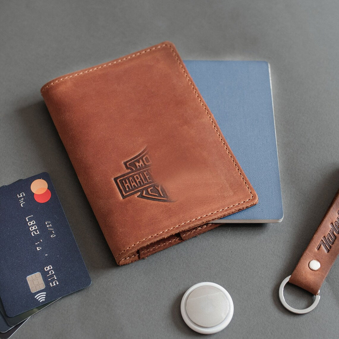 Leather passport holder with AirTag pocket by RIDL
