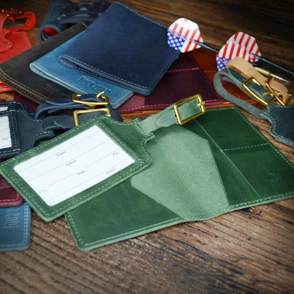 RIDL handcrafted leather passport wallet in gift wool pouch packaging