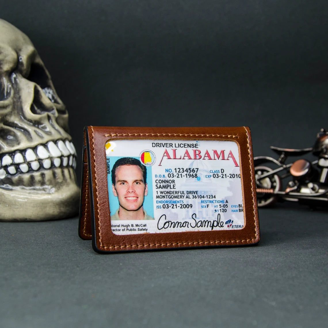 Minimalist leather ID card holder with transparent window by RIDL, photo 2