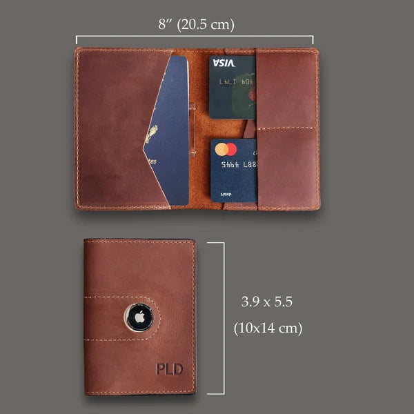 RIDL leather passport wallet open view showing card slots and passport compartment