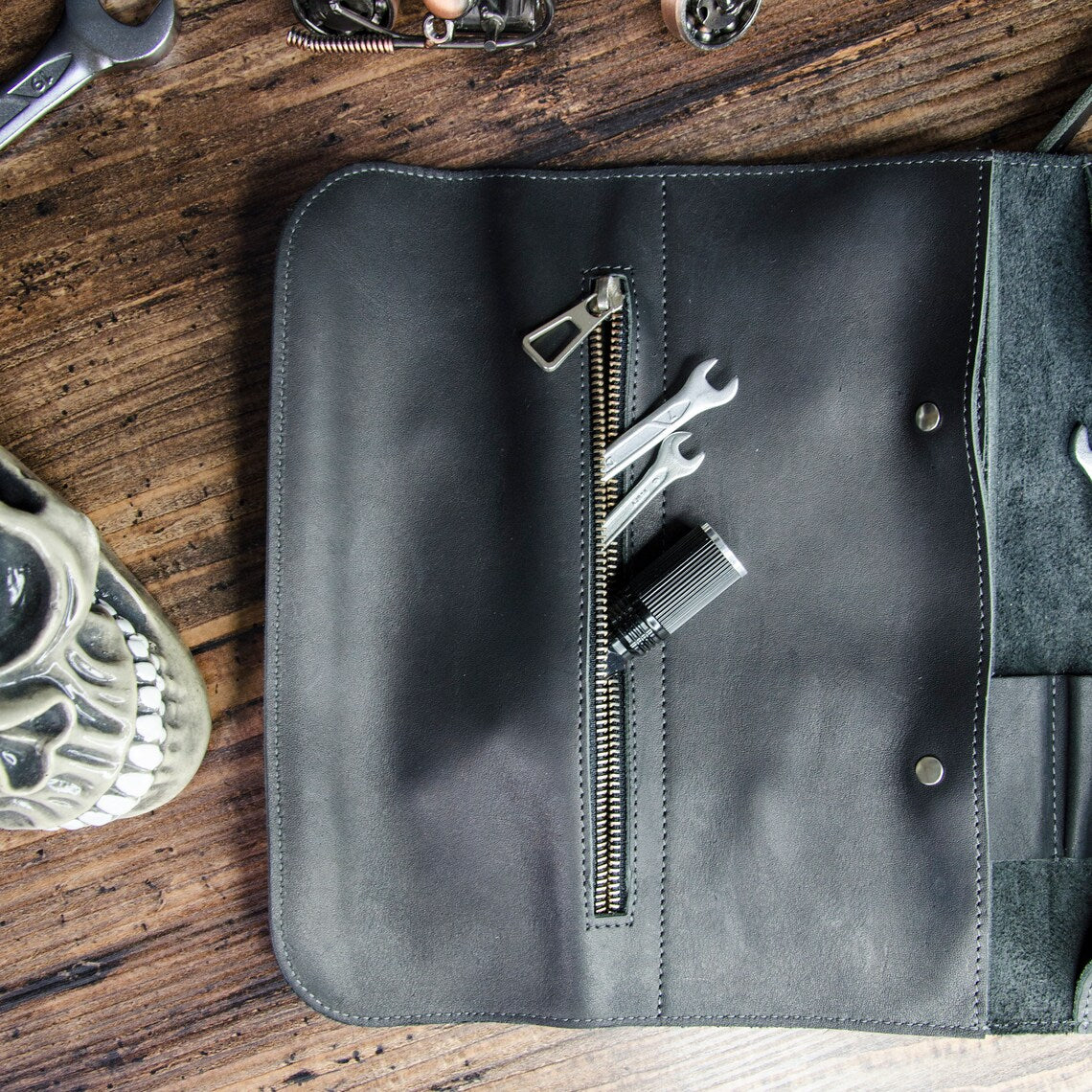 RIDL Custom Leather Motorcycle Tool Organizer