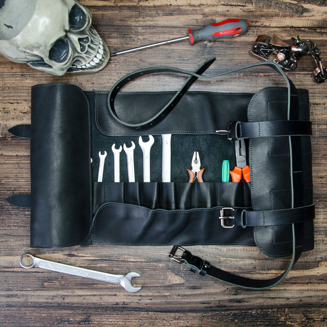 RIDL Custom Leather Motorcycle Tool Organizer