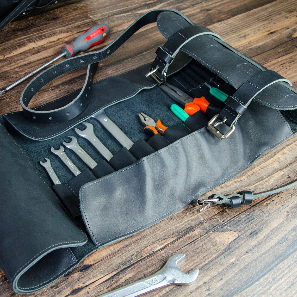 RIDL Custom Leather Motorcycle Tool Organizer