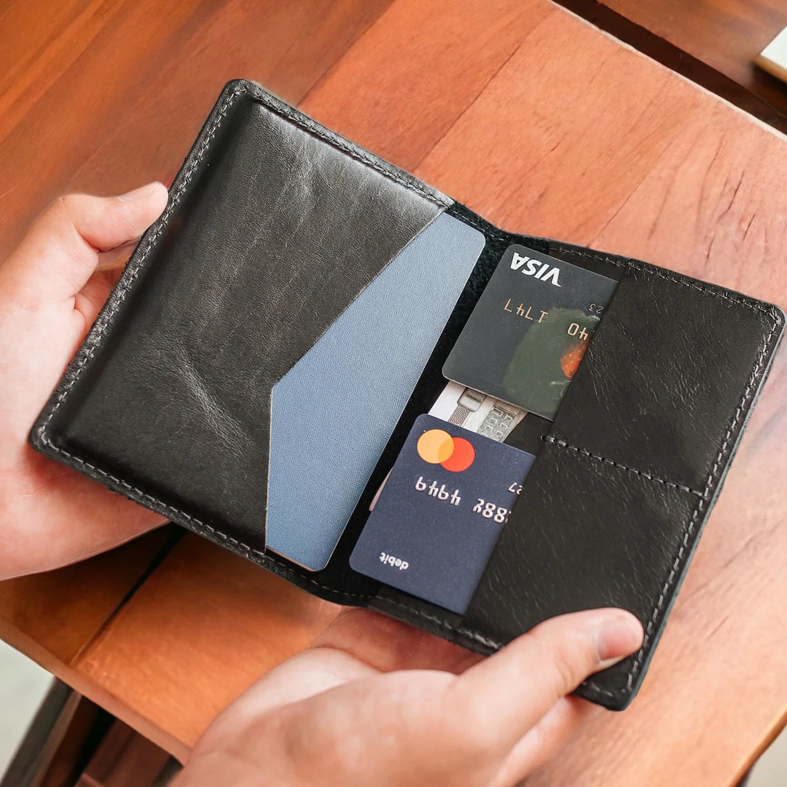 Leather passport wallet with AirTag slot by RIDL, photo 5