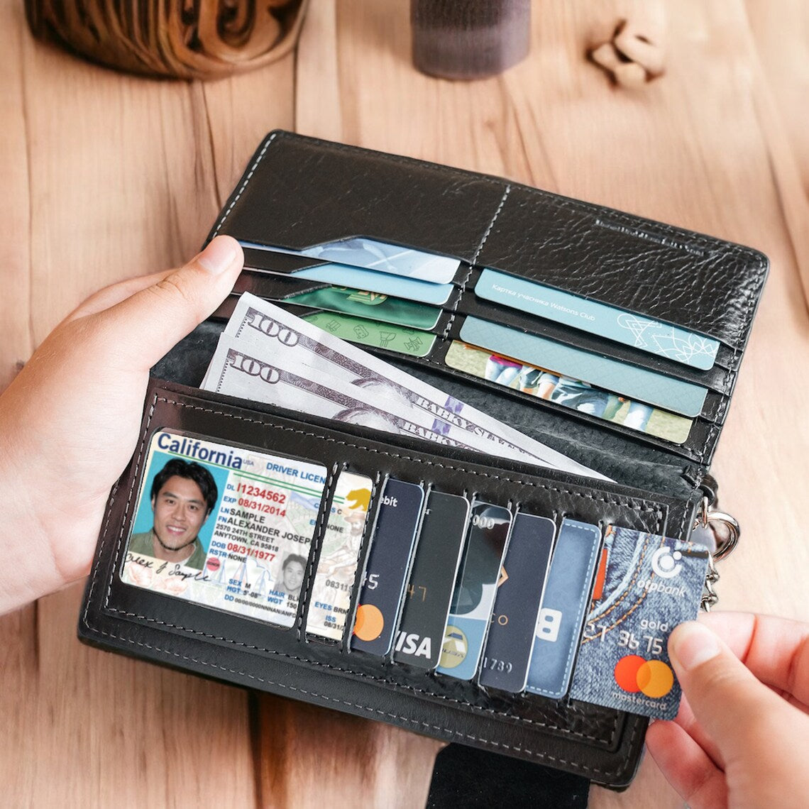 RIDL Men's Long Leather Wallet with Chain