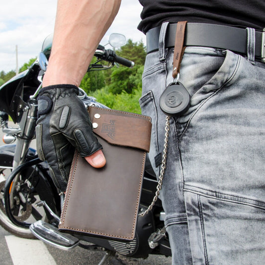 RIDL Men's Long Leather Wallet with Chain
