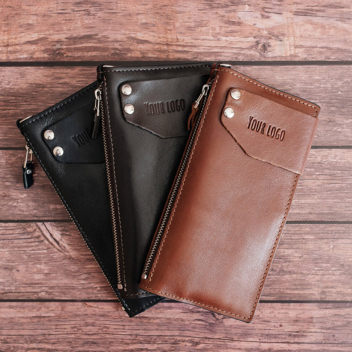 RIDL Men's Long Leather Wallet with Chain