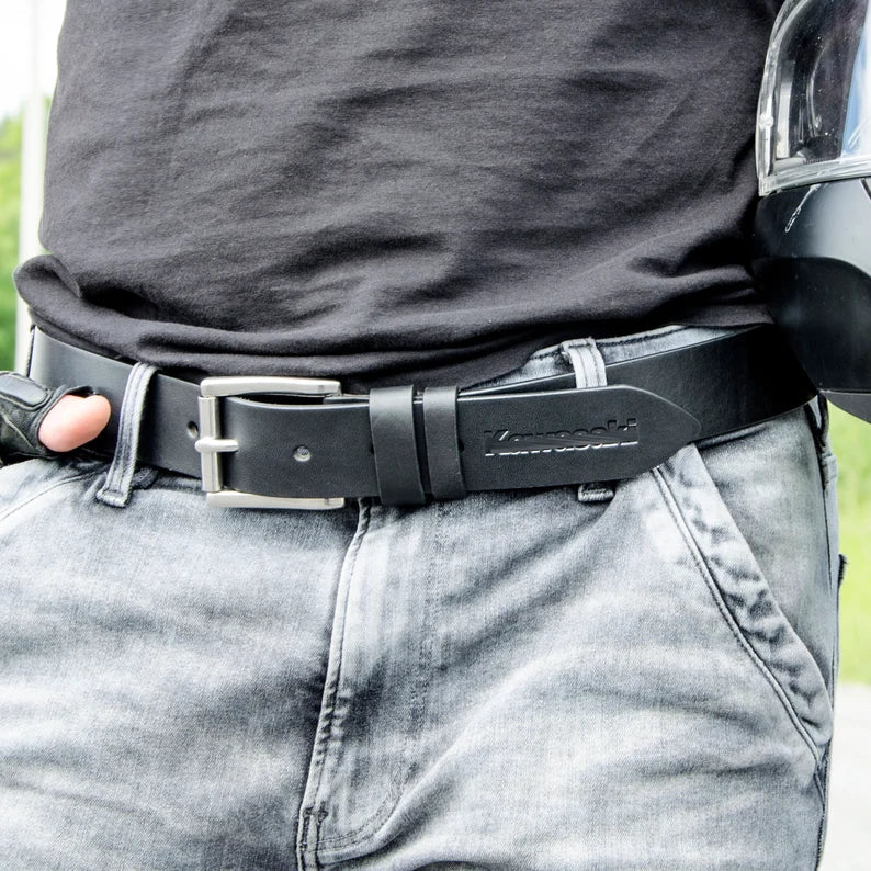 RIDL Engraved Black Leather Biker Belt