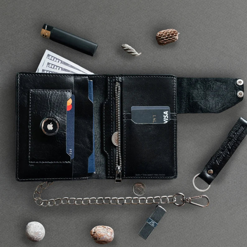 RIDL Leather Wallet with Chain & AirTag Slot