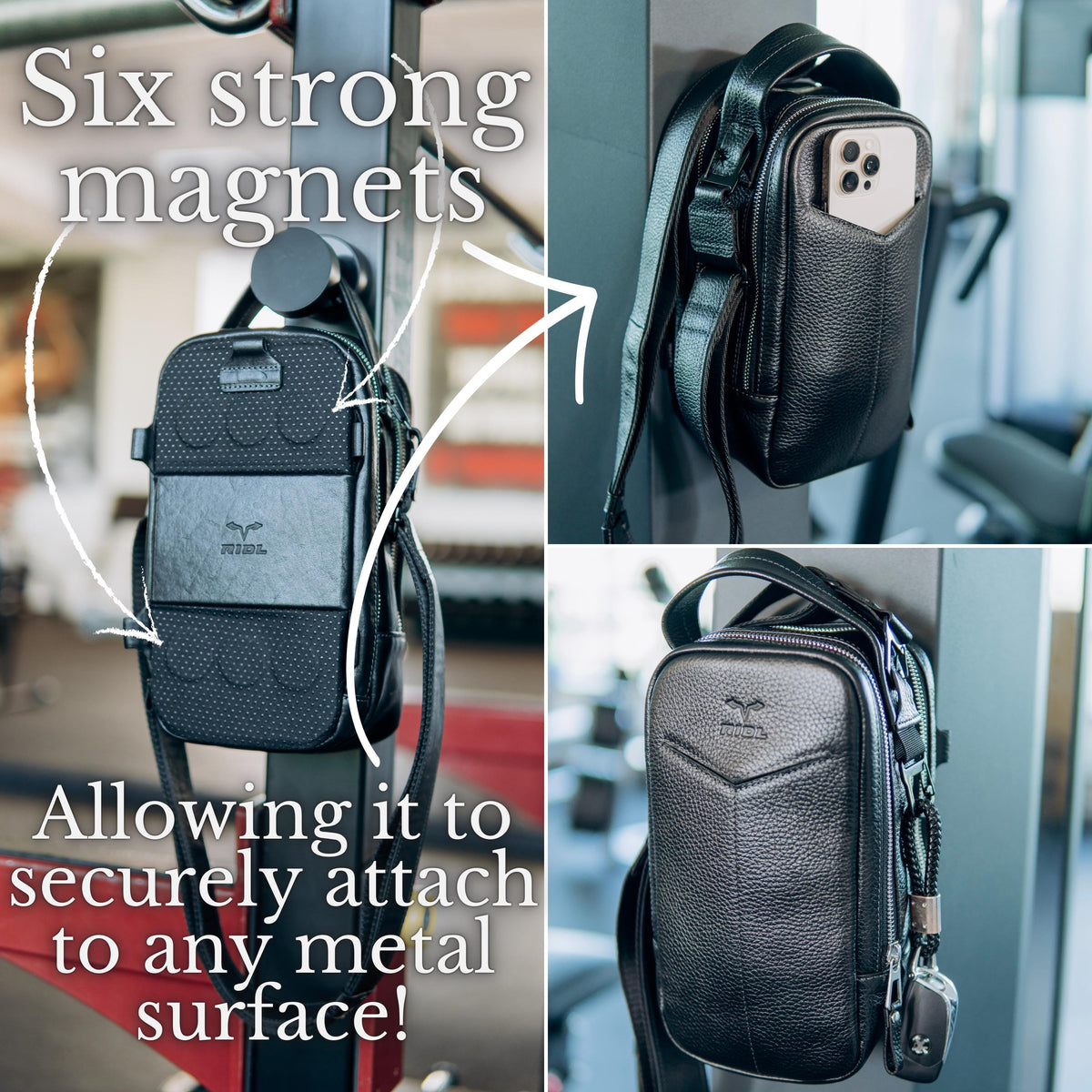 RIDL magnetic leather motorcycle tank bag and crossbody bag, photo 5