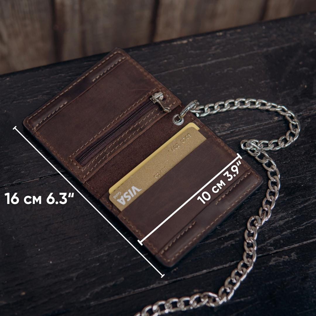 Handmade leather EDC wallet with magnetic closure, zip pocket and ID window by RIDL