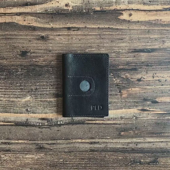 Video of the RIDL leather passport wallet with AirTag slot